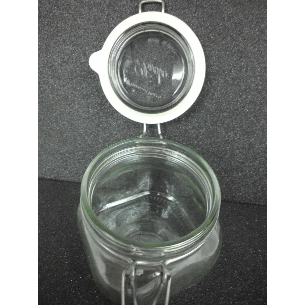 Italy Fidenza Fido Clear Glass Canister Jar Rubber Seal Wire Bale 1/2 L